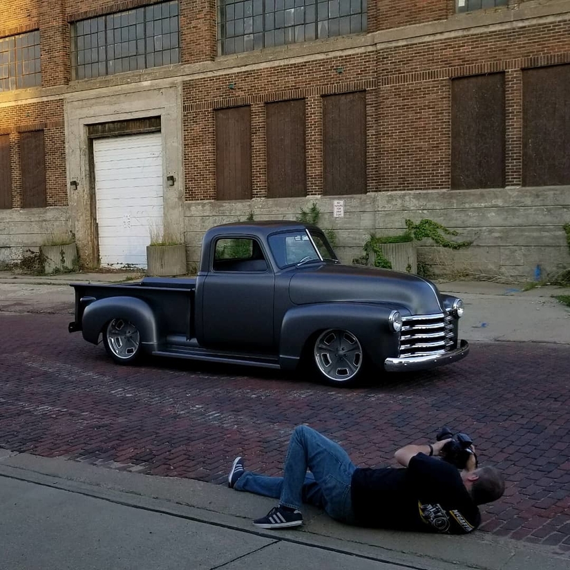 1949 Chevy (grandpa's truck) photo shoot downtown Cedar Rapids 